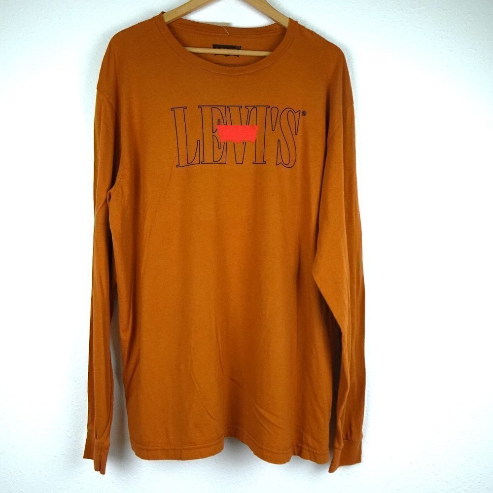 Levi's Long Sleeve T-Shirt Men's Size XL Brown Spell Out Logo